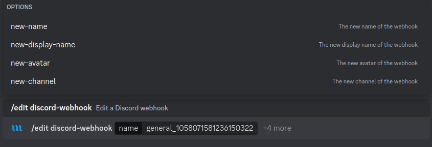 Edit discord webhook command