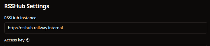 RSShub Radar options with replaced instance to http://rsshub.railway.internal